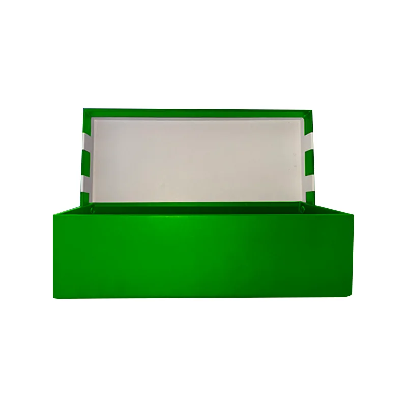 Green hinged box and insert on white
